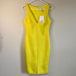 NWT Belle Badgley Mischka Bright Yellow Fitted Dress 2